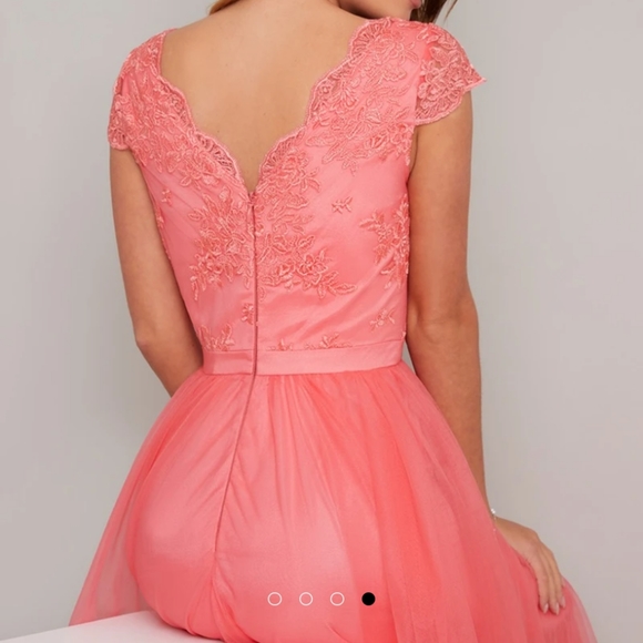 New! Chi Chi London Nika Dress Coral - Picture 4 of 13
